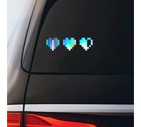 Autocollant pour ordinateur portable, ordinateur portable, jeu vidéo, cœurs et vies | holographique | 14 x 3,8 cm