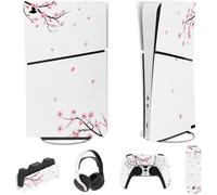 Autocollant Pour Ps5 Slim Console Digital Edition Sticker Skin Pour Ps5 Slim,Autocollants Accessoires Pour Ps5 Manette Pour Ps5 Télécommande&casque&station De Charge-Fleurs De Cerisier Tombe(Q753)