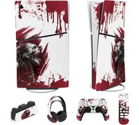 Autocollant Pour Ps5 Slim Console Digital Edition Sticker Skin Pour Ps5 Slim,Kit D'autocollants Accessoires Pour Ps5 Manette Pour Ps5 Télécommande&casque&station De Charge-Zombie De Sang