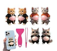 Autocollant pour ventre de chat - autocollants souples et 3D, ensemble d'autocollants pour animaux de dessin animé de 6 pièces pour | autocollants décoratifs amusants pour cahiers, livres de