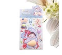 Autocollant pour ventre de dessin animé - Lot de décalcomanies en vinyle 3D drôles pour fille, ensemble de décoration de journal, étiquettes d'art texturées, collection créative d'accentuation de