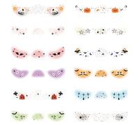Autocollant pour visage d'Halloween - 6 taches de rousseur à paillettes et 14 tatouages faciaux, tatouages imperméables pour Halloween, kit familial | Décalcomanies de maquillage effrayantes pour