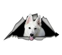 Autocollant pour voiture 15 cm Berger allemand blanc Autocollant de voiture Berger allemand déchiré Autocollant animal de compagnie Chien Autocollant imperméable Berger allemand blanc Autocollant