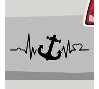 Autocollant pour voiture - Battement de c ur - Ancre et côte de la mer du Nord - Pour voiture, moto, vélo, ordinateur portable, camion, JDM Decal Racing (29 x 10 cm, bleu)