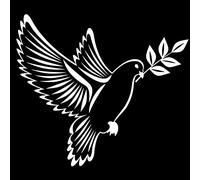 Autocollant pour voiture Colombe De Paix Décalque De Voiture Fenêtre Décoration Pare-brise Moto Ordinateur Portable PVC Autocollant Autocollant en PVC(Wit,16cm x 14cm)