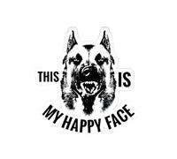Autocollant pour voiture Malinois belge 25 cm (9,8 pouces) Malinois belge drôle panneau d'avertissement autocollant This Is My Happy Face Warning Sign Autocollant chien berger belge drôle étanche