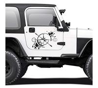 Autocollant pour voiture - motif boussole - Rose des vents - Film autocollant pour voiture, moto, caravane, camping-car