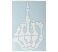 Autocollant pour voiture Motif squelette squelette doigt d'honneur Blanc