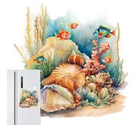 Autocollant pour WC - Motif poisson corail - Imperméable - Pour couvercle de salle de bain - En PVC - Pour la maison, les toilettes, le mur ou le réservoir