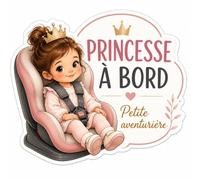 Autocollant Princesse à Bord - Petite Aventurière, Sticker Bébé à Bord Fille pour Voiture, Siège Auto Enfant, Décoration Véhicule, Cadeau Jeunes Parents