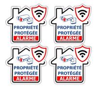 Autocollant propriété protégée alarme logo 191 lot de 4 - Taille : 4 cm