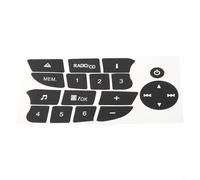 Autocollant radio en vinyle noir pour Clio et Megane 2009 2011 pour réparer les boutons audio usés avec des caractères blancs transparents qui laissent passer le rétroéclairage tout en résistant aux