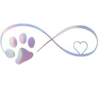 Autocollant Réfléchissant Pare-Chocs Multicolore Laser Carré Inversé 8 Motif Empreintes Pattes Chien Amour Autocollant Voiture Réfléchissant Décoration Personnalisée Carrosserie