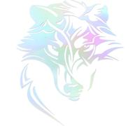 Autocollant Réfléchissant Pour Pare-Chocs Carré Dégradé Coloré Tête De Loup Décoration Personnalisée Pour Corps De Véhicule Ou Porte Ou Fenêtre 1 Pcs