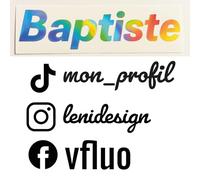 Autocollant réseaux sociaux - Holographique ou Métallisé - 20 à 550 mm - Instagram/TikTok/Facebook - Vinyle Premium - Sticker Voiture/Moto/Vitrine - Résistant et durable