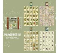 Autocollant Rétro Séries A Long Journey, 100 Pièces/Boîte, Timbre, Livret, Conte De Fées, Plante Adhésive, Décoration, Papeterie De Journal