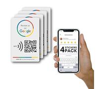 Autocollant réutilisable pour avis Google - Lot de 4 - NFC QR & Tap - Passez-nous un avis sur Google Tap Sticker - iPhone et Android - Boost My Reviews Sticker - Configurer à
