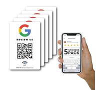 Autocollant réutilisable pour avis Google - Lot de 5 autocollants - Autocollant NFC QR & Tap - Passez-nous un avis sur Google Tap Sticker - iPhone et Android - Boost My Reviews Sticker - Configurer à