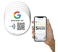 Autocollant réutilisable pour avis Google - Lot de 5 autocollants - Autocollant NFC QR & Tap - Passez-nous un avis sur Google Tap Sticker - iPhone et Android - Boost My Reviews Sticker - Configurer à