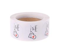 Autocollant rond en papier, étiquette adhésive de, White | Cuit avec amour pour Chris