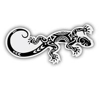 Autocollant | Salamandre Gecko motif tribal | Ordinateur, Voiture, Moto, Décoration | Fond transparent | Couleur : Noir/Taille : 12cm (longueur)