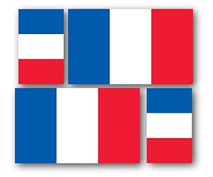 Autocollant | Set de 4 Drapeau Français France | Décoration, Moto, Casque, Ordinateur | 2 dimensions : 10cm x 6cm & 6cmx 3.6cm