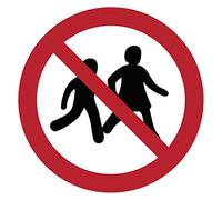 Autocollant Signalétique plastifié rond sticker résistant à l’eau NF ISO7010 - Adhésif laminé résistant aux UV - Accès interdit aux enfants - Diamètre 20 cm