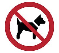 Autocollant Signalétique plastifié rond sticker résistant à l’eau NF ISO7010 - Adhésif laminé résistant aux UV - Interdit aux Chiens - Diamètre 35 cm