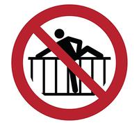 Autocollant Signalétique plastifié rond sticker résistant à l’eau NF ISO7010 - Adhésif laminé résistant aux UV - Ne pas franchir la barrière - Diamètre 60 cm