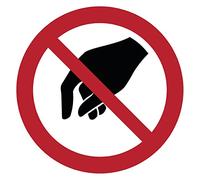 Autocollant Signalétique plastifié rond sticker résistant à l’eau NF ISO7010 - Adhésif laminé résistant aux UV - Interdiction de Toucher - Diamètre 10 cm