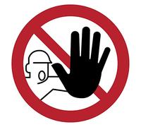 Autocollant Signalétique plastifié rond sticker résistant à l’eau NF ISO7010 - Adhésif laminé résistant aux UV - Stop! Accès Interdit - Diamètre 15 cm