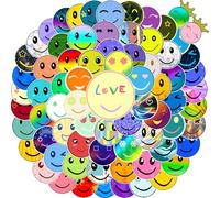 Autocollant Sourire 100Pcs Stickers Visage Souriant, Autocollants Recompense Enfant, Autocollant Vinyle Impermeable, Stickers pour Scrapbooking Journaling Carnet Enfant Gourde Trottinette Tablette etc