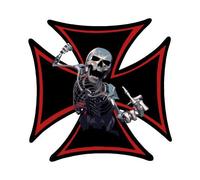 Autocollant squelette doigt honneur croix 8-4 - Taille : 4 cm