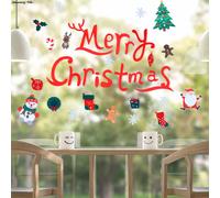 Autocollant Statique De Noël En Pvc, Étiquette De Fenêtre De Père Noël Elk, Embellissement Mural De Flocon De Neige, Pâte De Verre De Fête Du Nouvel An