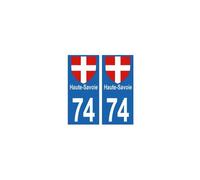 Autocollant sticker 74 Haute-Savoie pour plaque moto autocollant format moto - Angles : droits