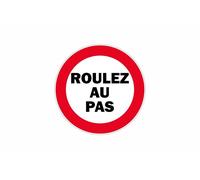 Autocollant Sticker Adhesif Signalisation Plaque Porte Panneau Roulez Au Pas