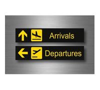 Autocollant sticker aeroport arrivee depart avion vol airport arrival departure