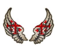 Autocollant Sticker Ailes Biker Motard Drapeau Croix Jerusalem Blanc