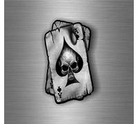 Autocollant Sticker As de Pic Motard Tête de Mort Biker Voiture Moto Casque - 12 cm