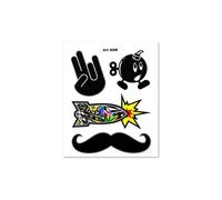 Autocollant - Sticker Bomb - Main Bombe Moustache - 10 X 12 Cm - Noir - Personnalisation Véhicule