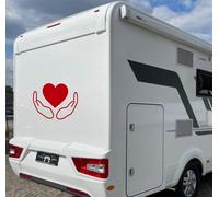 Autocollant sticker camping-car phrase phrases cœur mains caravane caravane accessoires graphiques côté choisir couleur cod. 0427 (56 x 43,5 cm) (rouge 31)