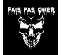 Autocollant Sticker Crane, Stickers Skull, Fais Pas Chier, Vinyle haute performance pour Voiture, Autocollants Tete De Mort (blanc polaire)