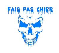 Autocollant Sticker Crane, Stickers Skull, Fais Pas Chier, Vinyle haute performance pour Voiture, Autocollants Tete De Mort (bleu electrique)