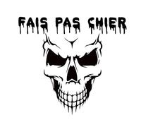 Autocollant Sticker Crane, Stickers Skull, Fais Pas Chier, Vinyle haute performance pour Voiture, Autocollants Tete De Mort (1 - noir profond)