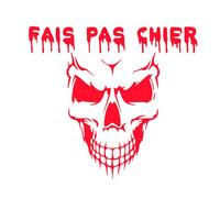 Autocollant Sticker Crane, Stickers Skull, Fais Pas Chier, Vinyle haute performance pour Voiture, Autocollants Tete De Mort (rouge)