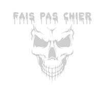 Autocollant Sticker Crane, Stickers Skull, Fais Pas Chier, Vinyle haute performance pour Voiture, Autocollants Tete De Mort (argent)
