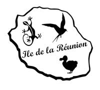 Autocollant Sticker Ile de la Reunion, Stickers Carte Reunion 974, Vinyle haute performance pour Voiture, Autocollants Margouillat, Dodo, Paille En Queue (24 x 21 cm, noir profond)