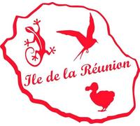 Autocollant Sticker Ile de la Reunion, Stickers Carte Reunion 974, Vinyle haute performance pour Voiture, Autocollants Margouillat, Dodo, Paille En Queue (rouge, 9 x 8 cm)