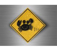 Autocollant Sticker Laptop Panneau Route Attention Crabes Crabe