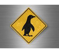 Autocollant Sticker Laptop Panneau Route Attention Pingouin Manchot